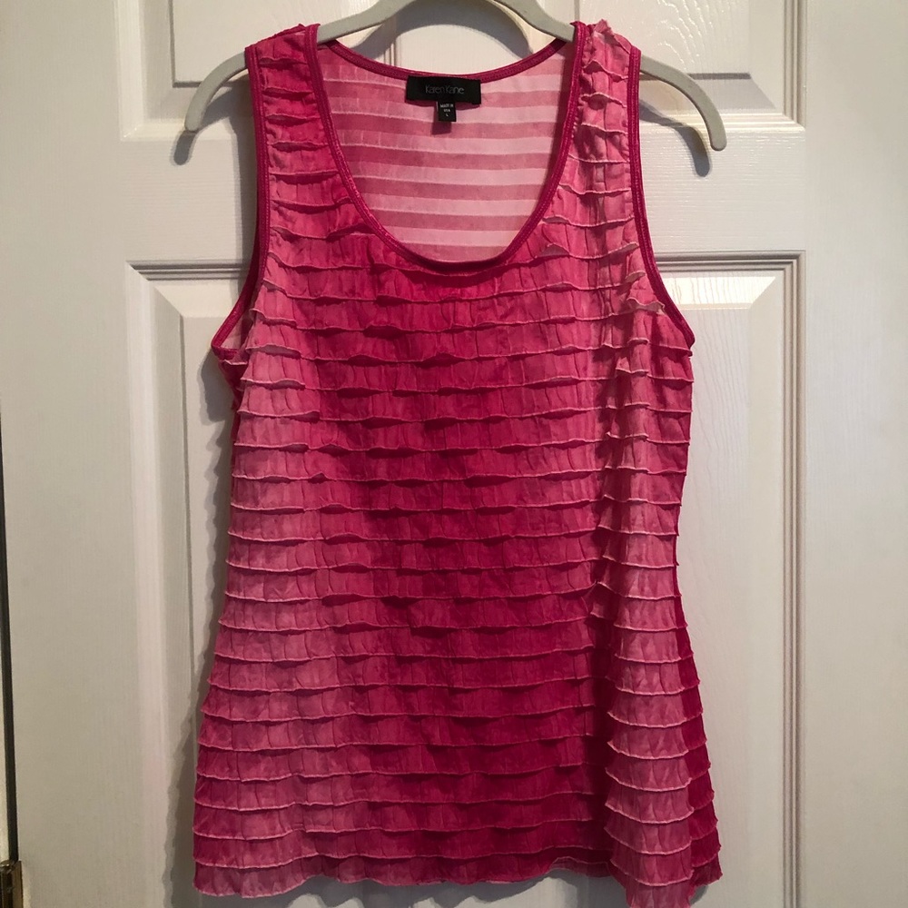 Karen Kane Pink Ruffled Sleeveless Top